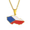 Collier carte de République Tchèque unisexe, en acier inoxydable, pendentif émaillé aux couleurs du drapeau