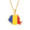 Collier carte de Roumanie unisexe, en acier inoxydable, pendentif émaillé aux couleurs du drapeau roumain