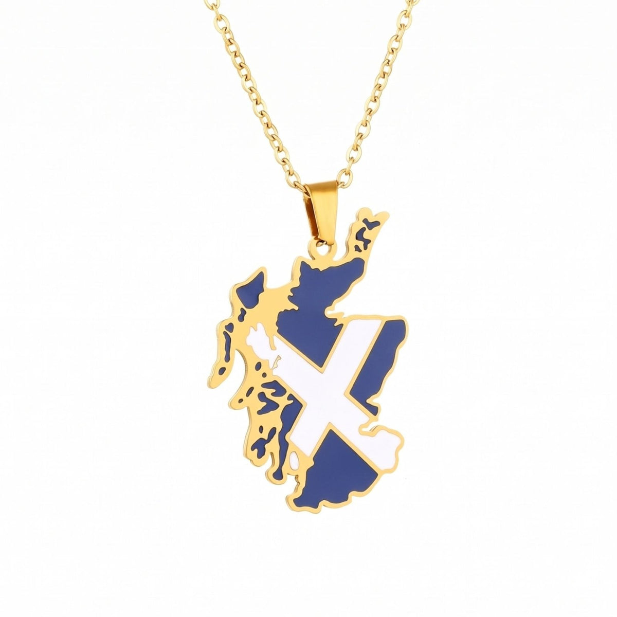 Collier carte d’Écosse unisexe, en acier inoxydable, pendentif émaillé aux couleurs du drapeau écossais
