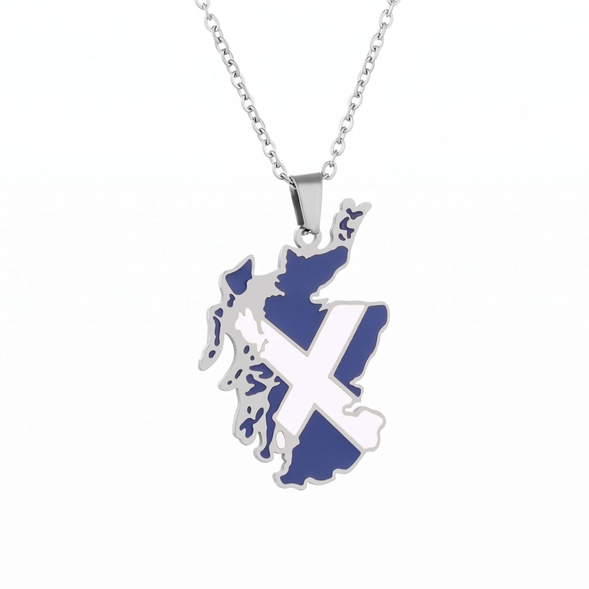 Collier carte d’Écosse unisexe, en acier inoxydable, pendentif émaillé aux couleurs du drapeau écossais