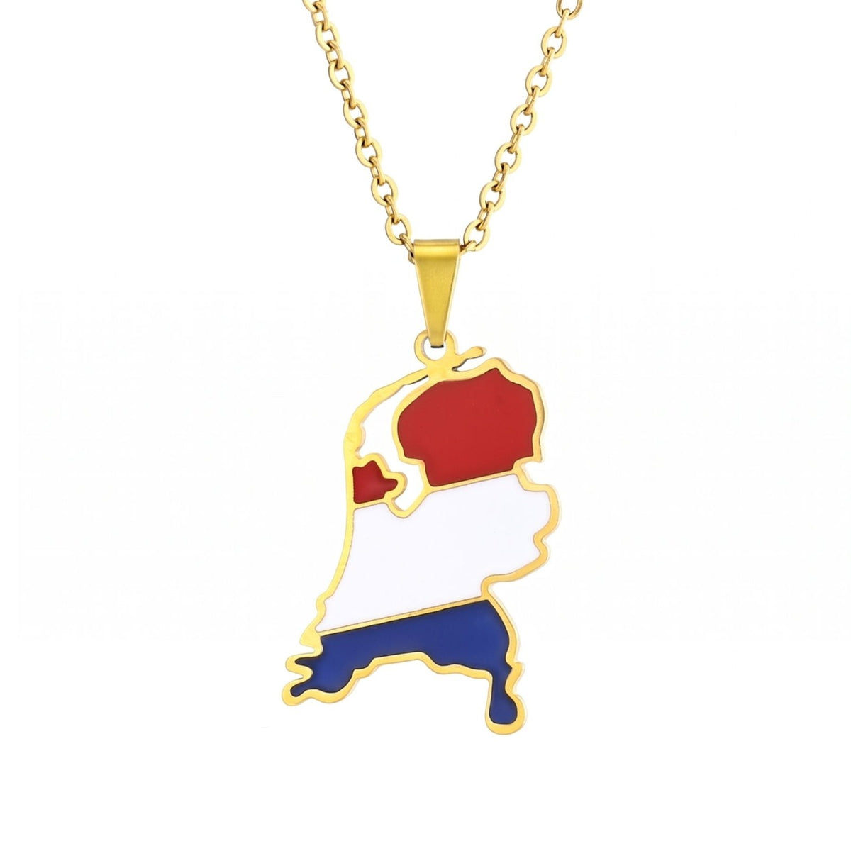 Collier carte des Pays-Bas unisexe, en acier inoxydable, pendentif émaillé aux couleurs du drapeau néerlandais