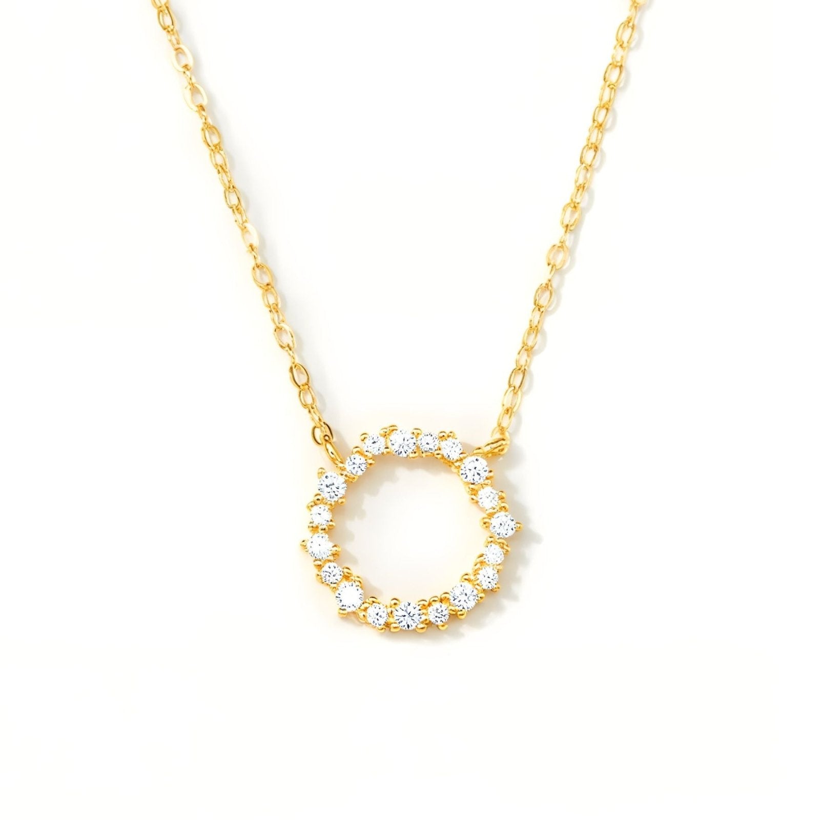 Collier cercle doré en argent 925, pavé de zircons, maille forçat élégante pour femme, modèle Mira
