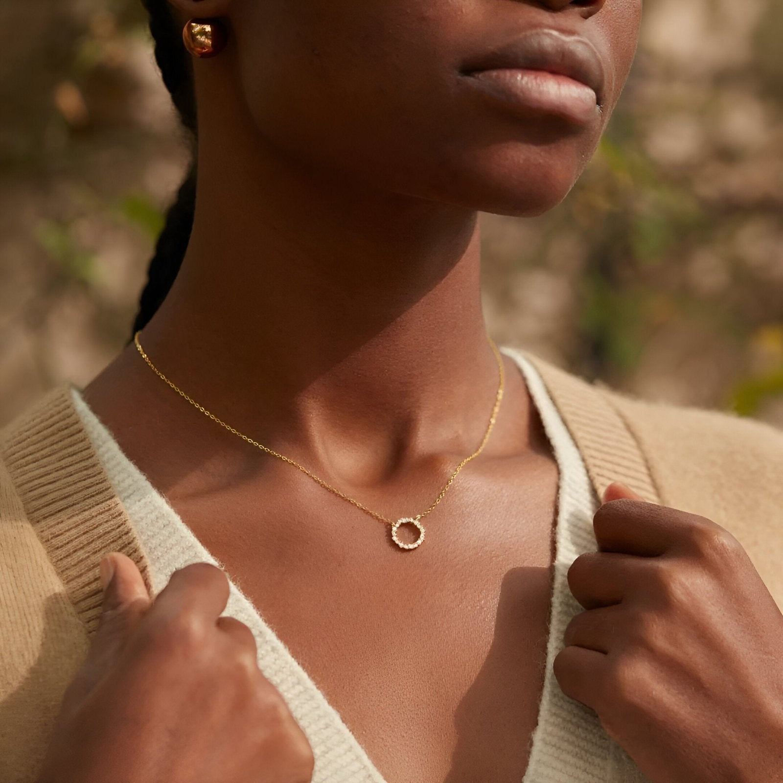 Collier cercle doré en argent 925, pavé de zircons, maille forçat élégante pour femme, modèle Mira