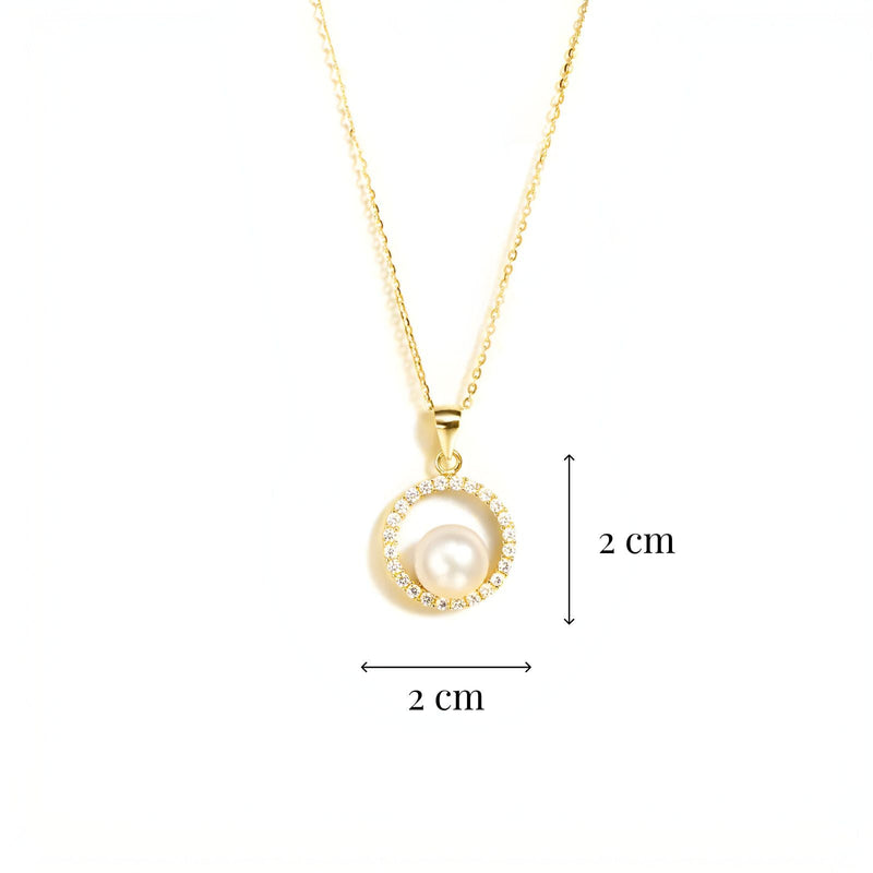 Collier Pendentif Nacre Et Acier Inoxydable Doré - Mariage, Cérémonie