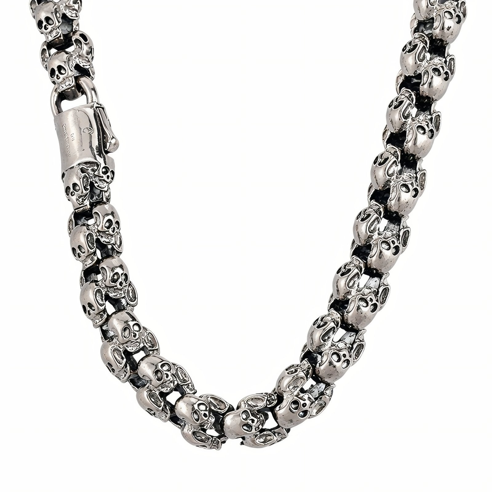 Collier chaîne tête de mort pour homme, en acier inoxydable