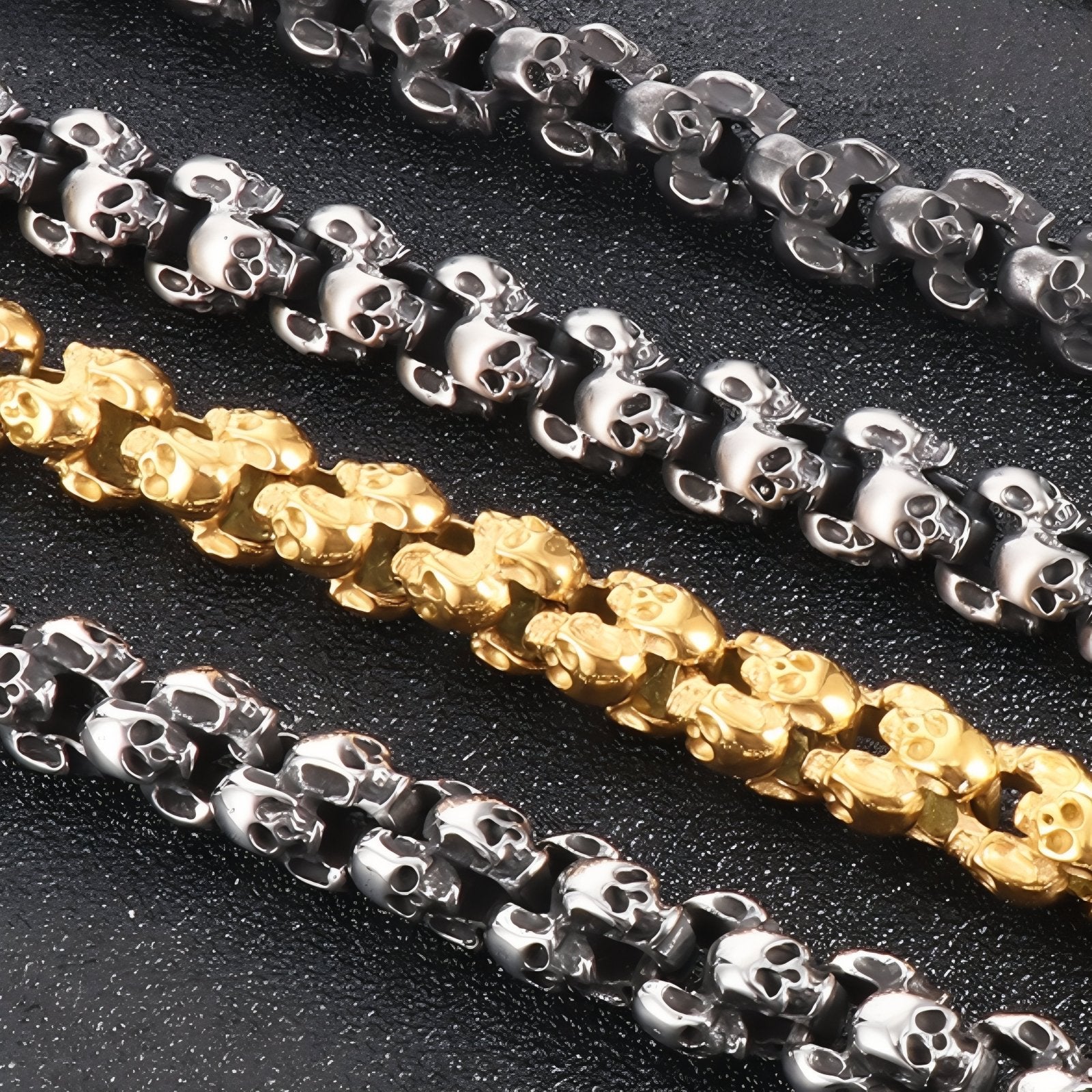 Collier chaîne tête de mort pour homme, en acier inoxydable