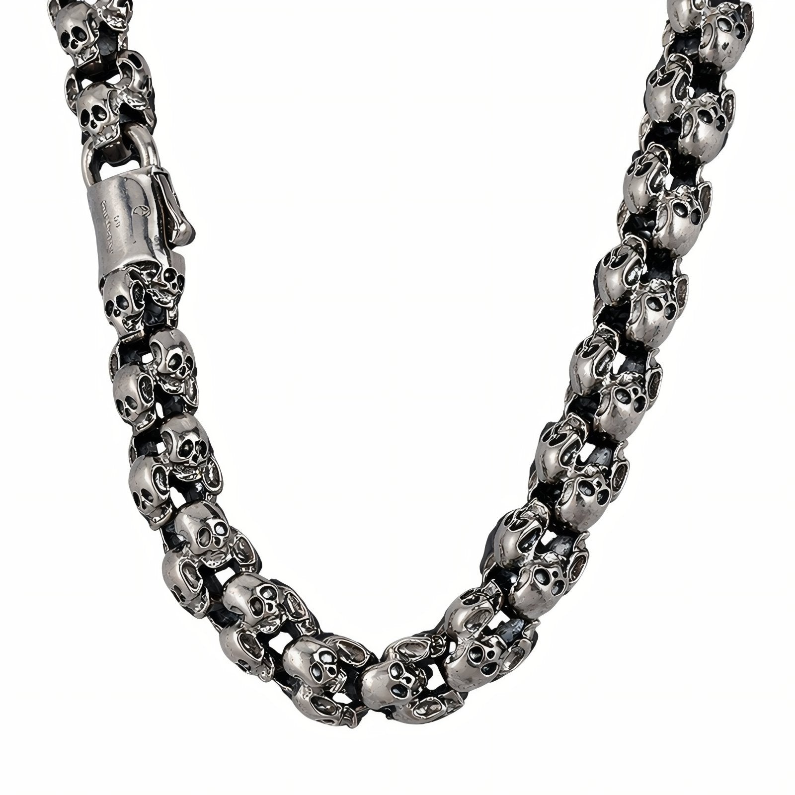 Collier chaîne tête de mort pour homme, en acier inoxydable