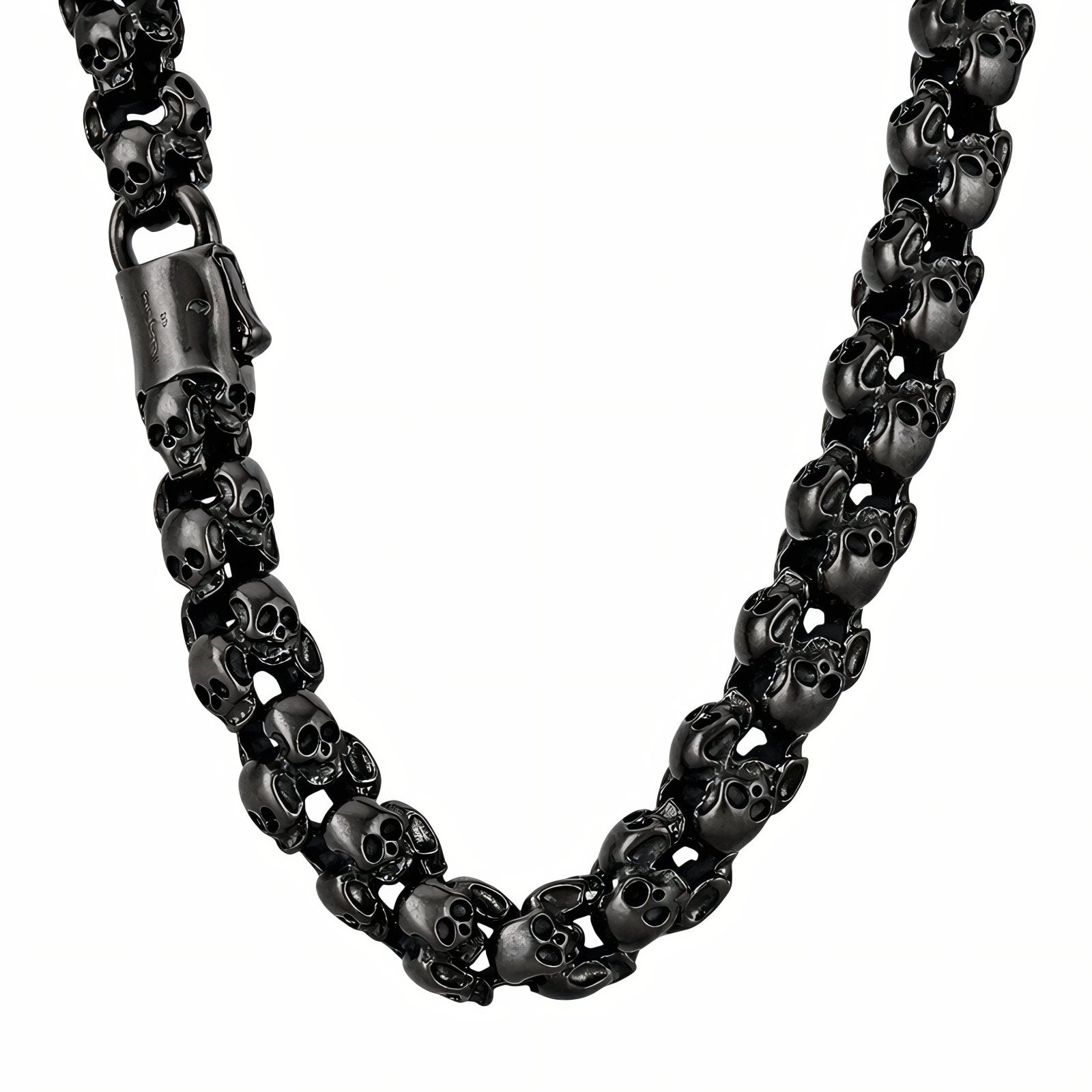 Collier chaîne tête de mort pour homme, en acier inoxydable