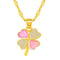 Collier chance pendentif trèfle nacré rose, zircon brillant, en acier doré, bijou symbolique, modèle Journey