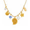 Collier charms coquillage pour femme, en acier inoxydable doré, cordon blanc orné de perles et motifs marins