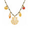 Collier charms marin pour femme, en acier inoxydable doré, cordon tressé noir et blanc avec pendentif coquillage nacré