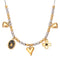 Collier charms or et argent, pendentifs cœurs, fleur et scarabée, en acier inoxydable