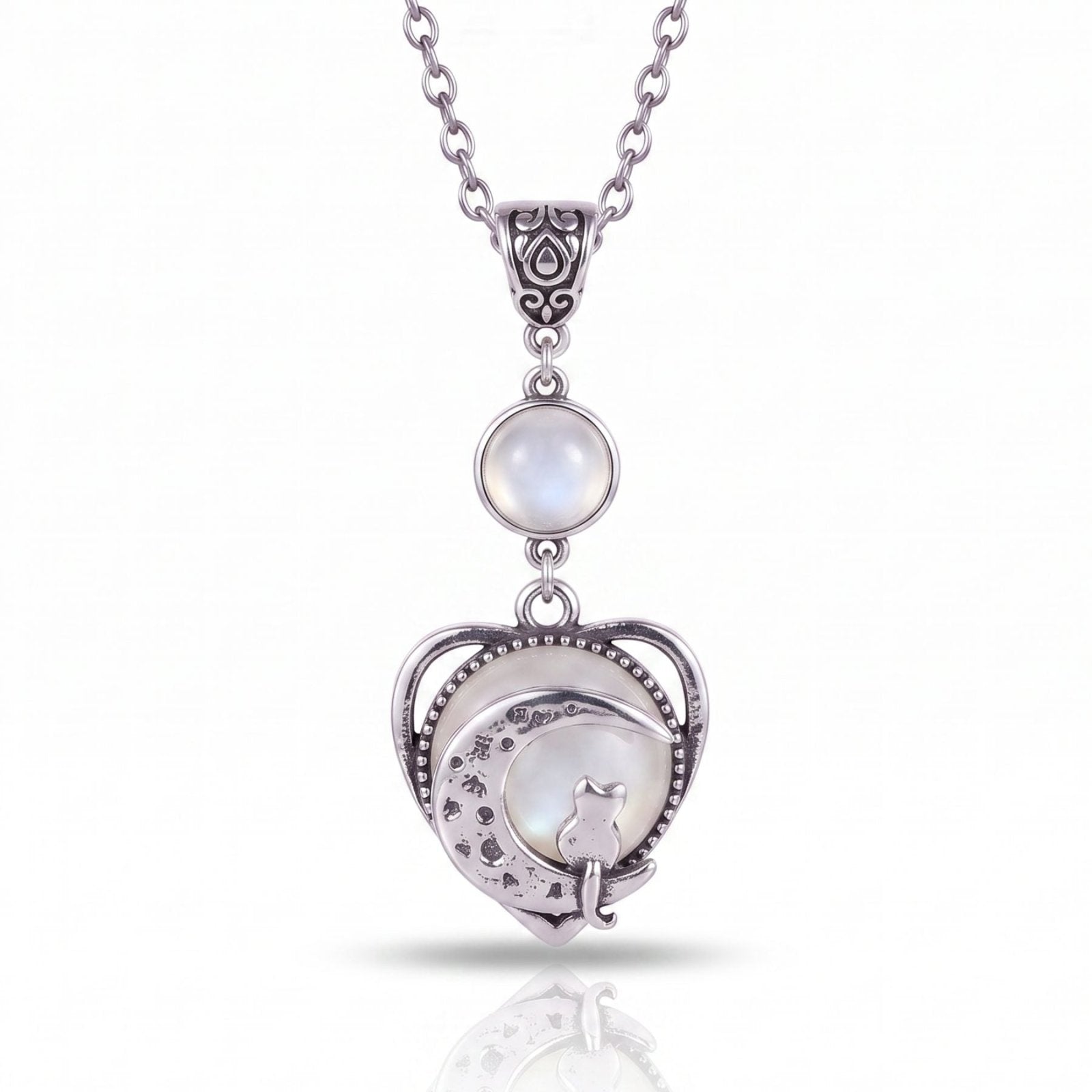 Collier chat pour femme, en alliage de zinc, avec pendentif lune