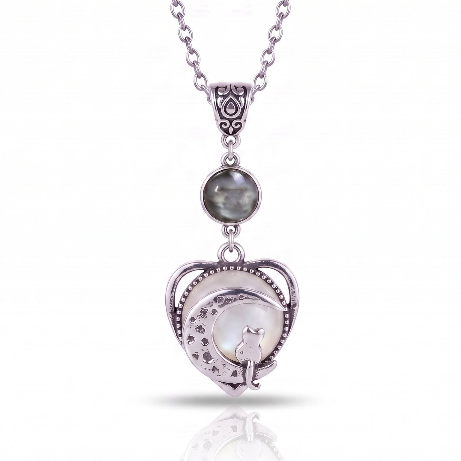 Collier chat pour femme, en alliage de zinc, avec pendentif lune