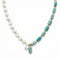Collier choker en pierres naturelles, amazonite bleue et perles nacrées blanches, style bohème chic
