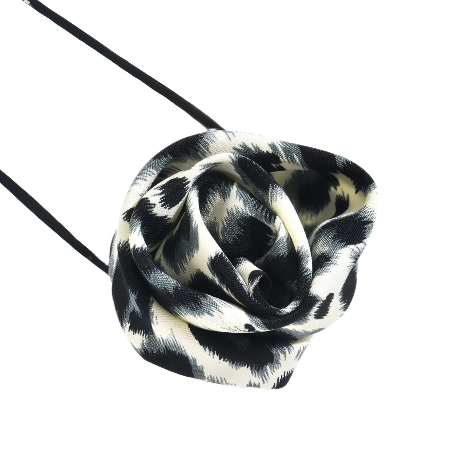 Collier choker femme, orné d'une fleur motif léopard, cordon ras - du - cou noir ajustable