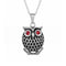 Collier chouette pour homme, en acier titane, pendentif hibou aux yeux sertis de pierres rouges