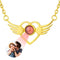 Collier cœur avec ailes et projection photo, pour femme, modèle Wings