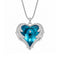 Collier cœur bleu pour femme, en cuivre argenté et argent 925, pendentif bleu serti de pierres scintillantes