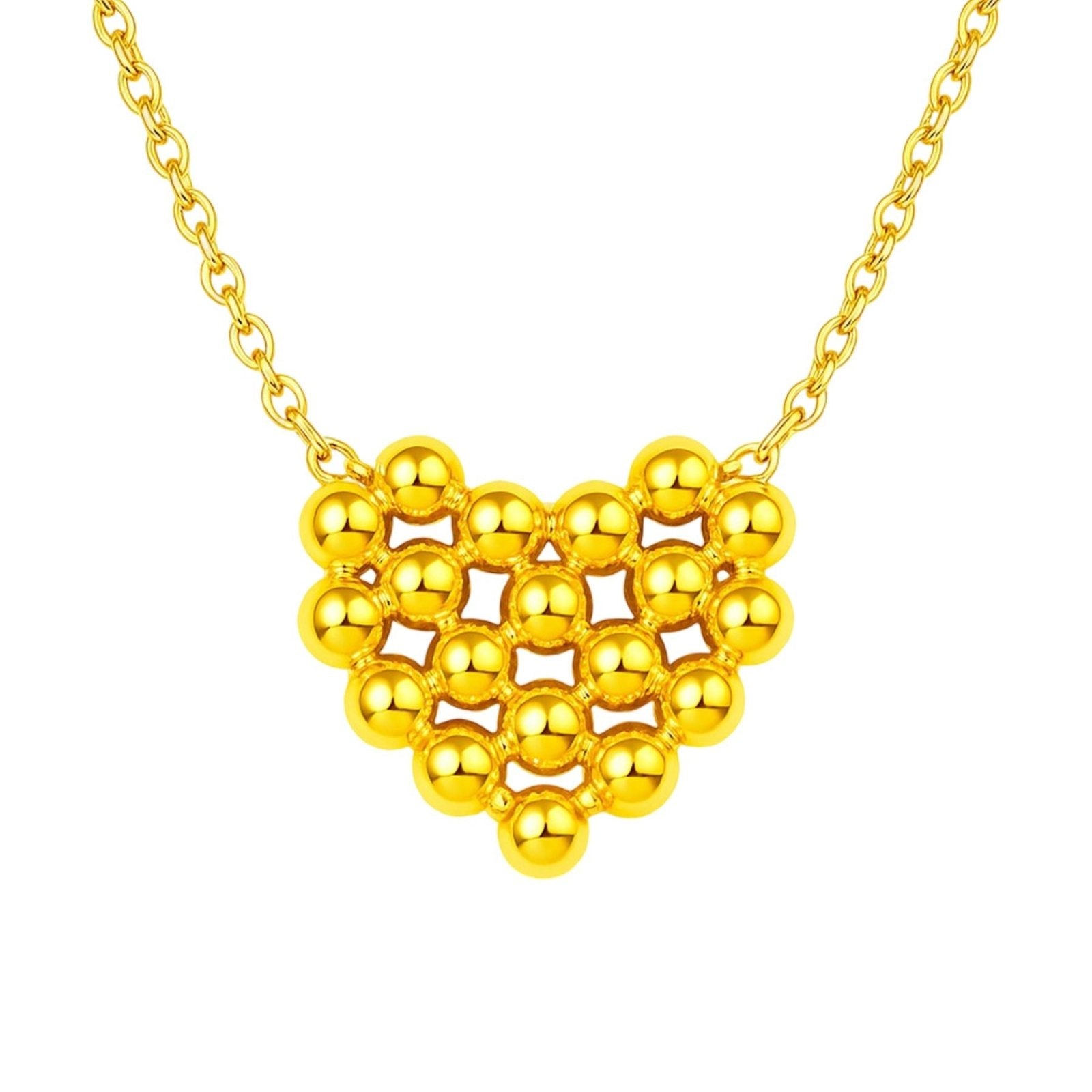 Collier cœur doré en billes, en acier inoxydable, chaîne fine, modèle Freja