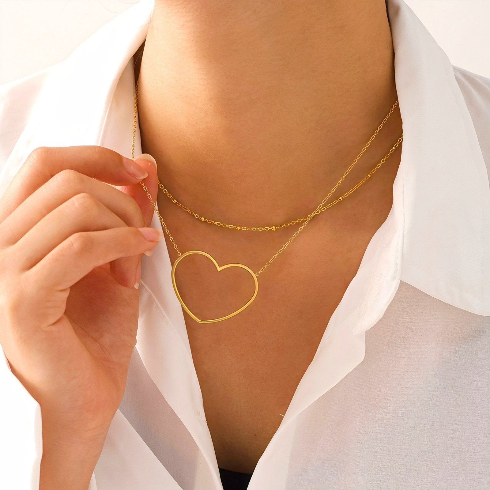Collier cœur doré minimaliste, bijou élégant en acier inoxydable, modèle Moor