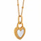 Collier cœur double - face pour femme, avec nacre et résine, en acier inoxydable