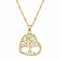 Collier cœur incliné pour femme, pendentif arbre de vie en cuivre et zircon, chaîne en acier inoxydable