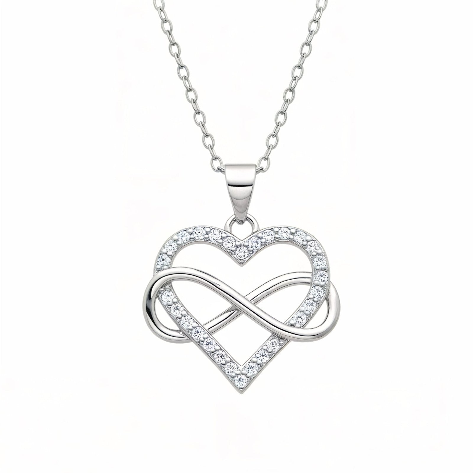 Collier cœur infini en argent 925, serti de zirconium, style romantique, modèle Filippa