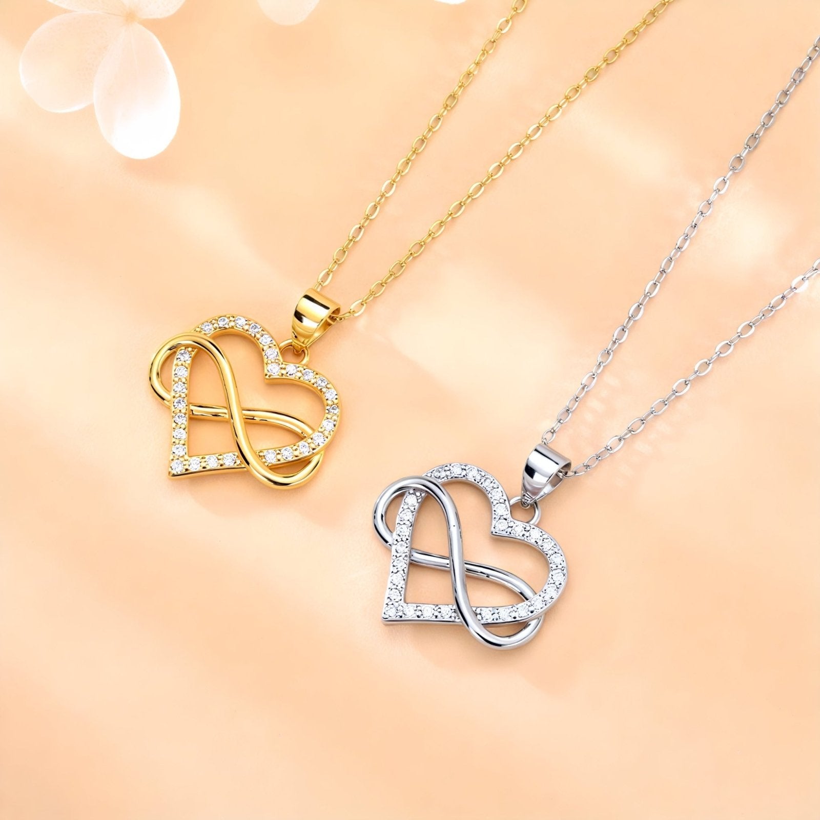 Collier cœur infini en argent 925, serti de zirconium, style romantique, modèle Filippa