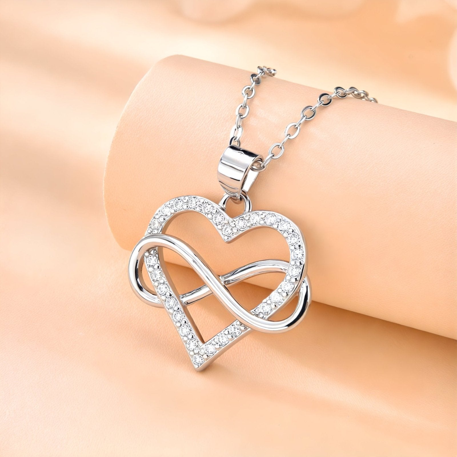 Collier cœur infini en argent 925, serti de zirconium, style romantique, modèle Filippa