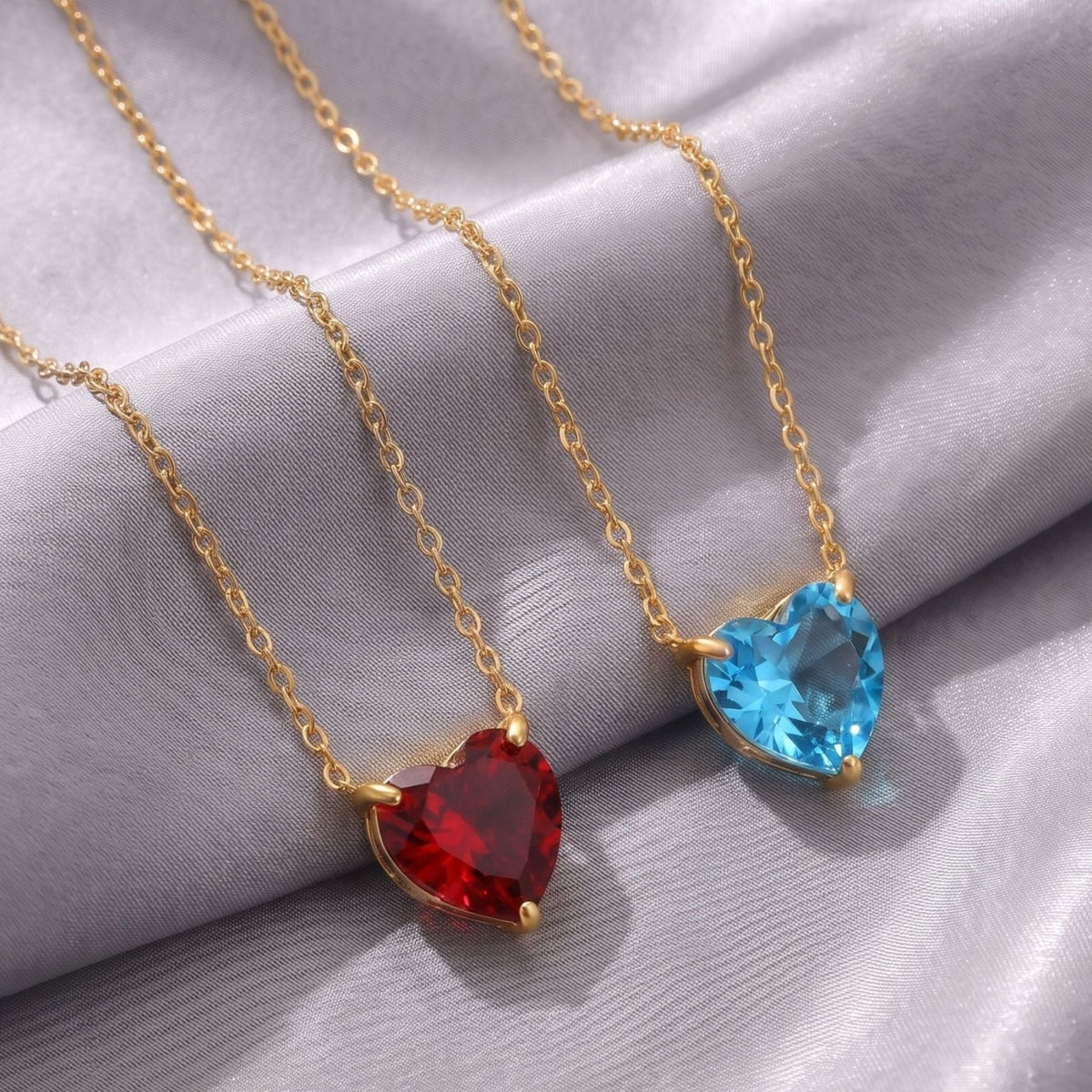 Collier cœur orné de cristal pour femme, en acier inoxydable doré, pendentif cœur facetté