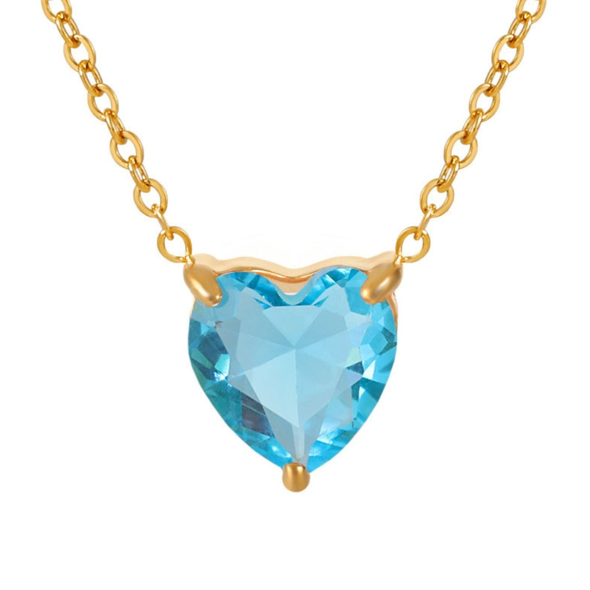 Collier cœur orné de cristal pour femme, en acier inoxydable doré, pendentif cœur facetté
