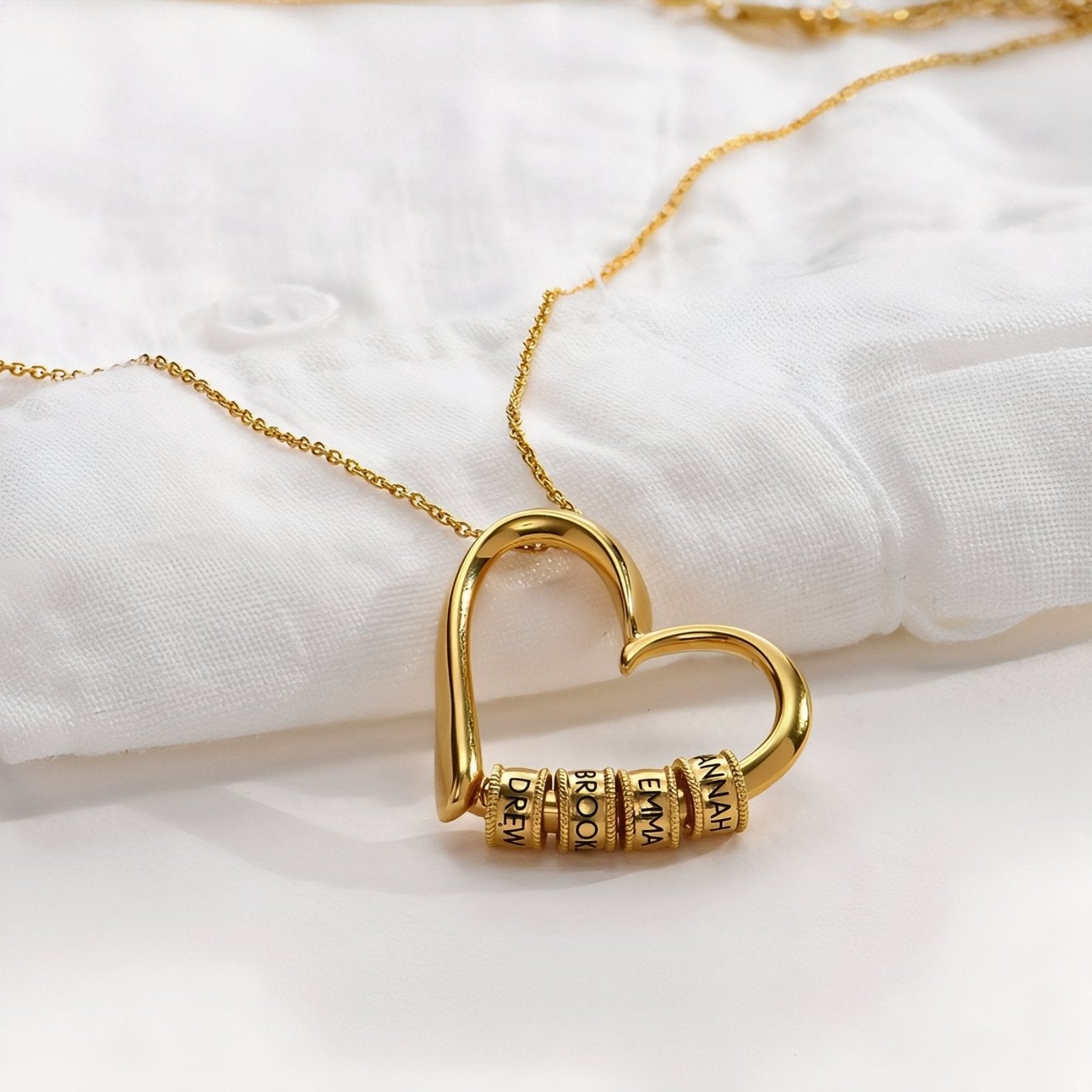 Collier cœur personnalisé en acier inoxydable, avec perles gravées, pour femme, modèle Soul