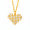 Collier cœur pixel pour femme, en acier inoxydable doré, pendentif serti de pierres blanches