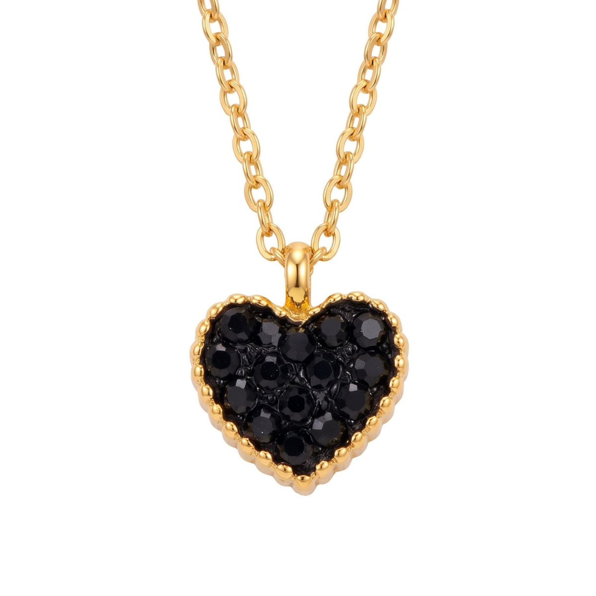 Collier cœur pour femme, en acier inoxydable doré, avec pendentif pavé de pierres scintillantes