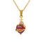 Collier cœur rubis pour femme, en cuivre doré, pendentif rouge facetté avec motif épineux et petite croix