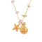 Collier coquillage et étoile de mer pour femme, en acier inoxydable doré, chaîne fine ornée de pierres colorées