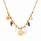 Collier coquillage pour femme, en acier inoxydable doré, cordon tressé marron avec perles et breloques