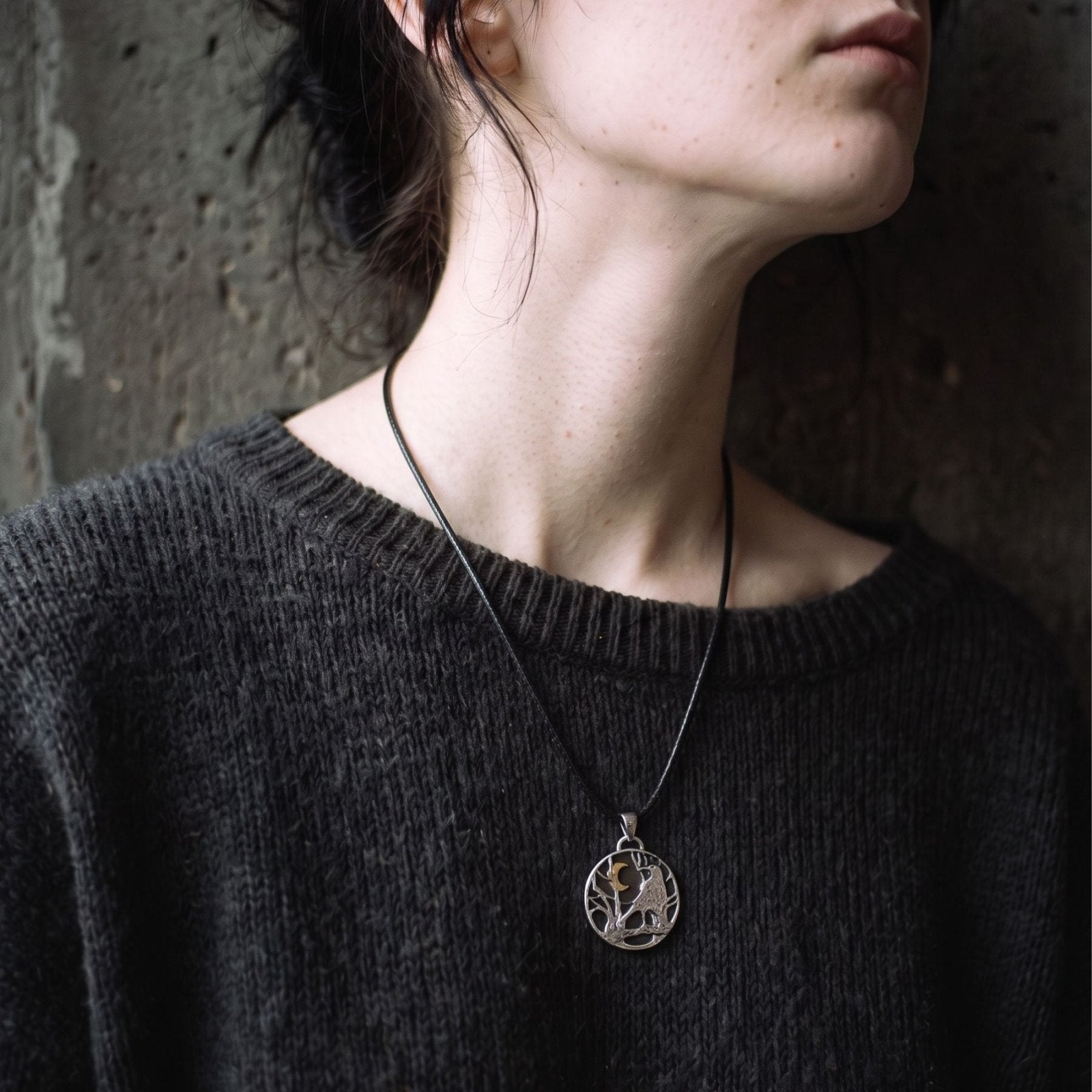 Collier corbeau unisexe, en alliage de zinc, style gothique