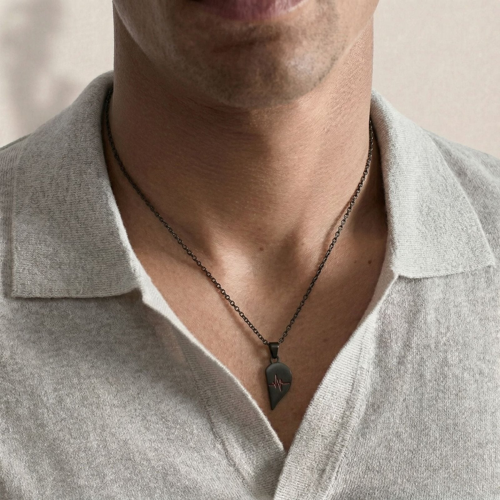 Collier couple, avec pendentif cœur séparable magnétique, en acier inoxydable et alliage