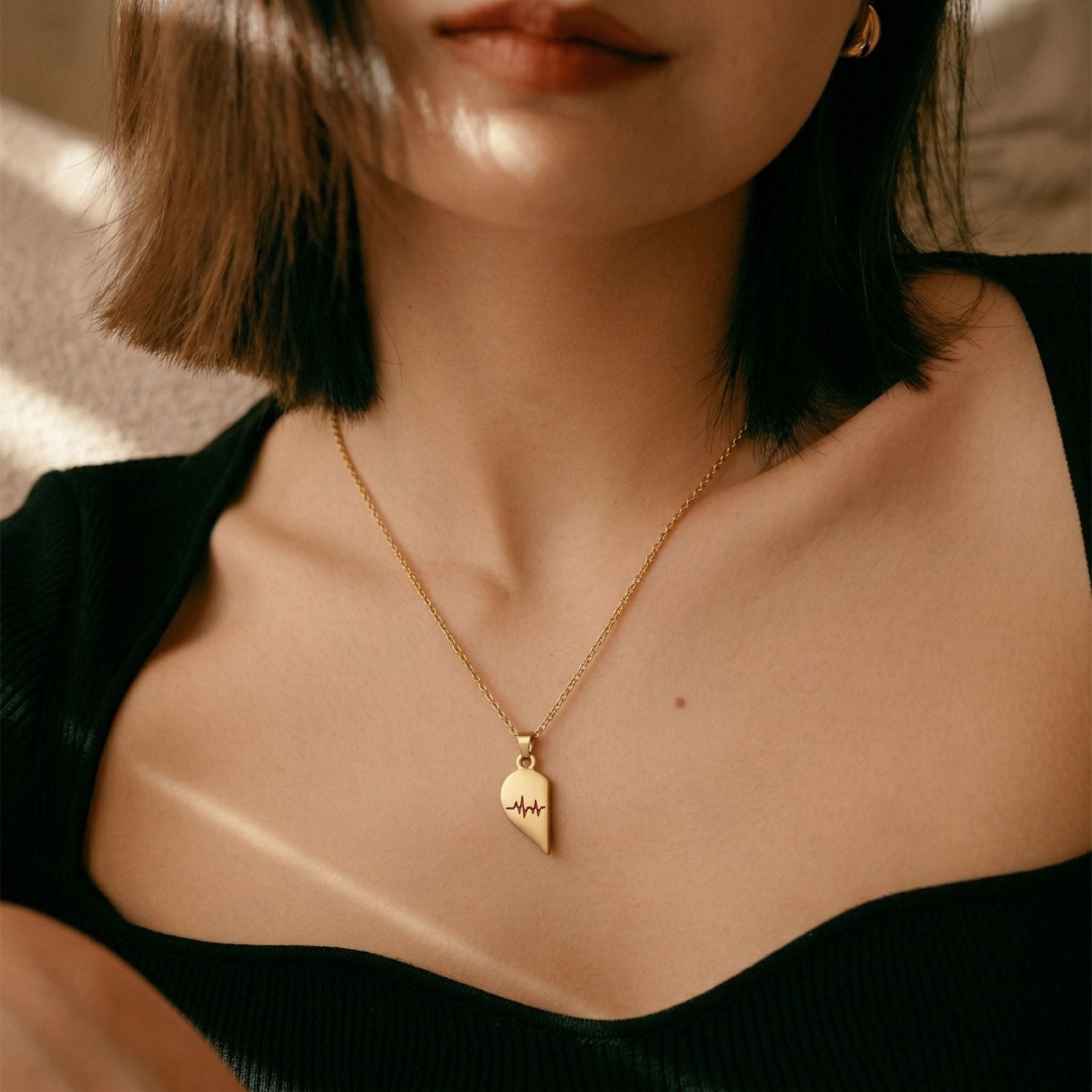 Collier couple, avec pendentif cœur séparable magnétique, en acier inoxydable et alliage