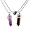Collier couple, avec pendentif géométrique et cœur, en acier inoxydable et en pierre naturelle