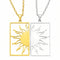 Collier couple original, avec pendentif rectangulaire soleil, en acier inoxydable
