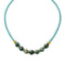 Collier court bohème, perles turquoise et pierres naturelles marbrées, avec perles dorées