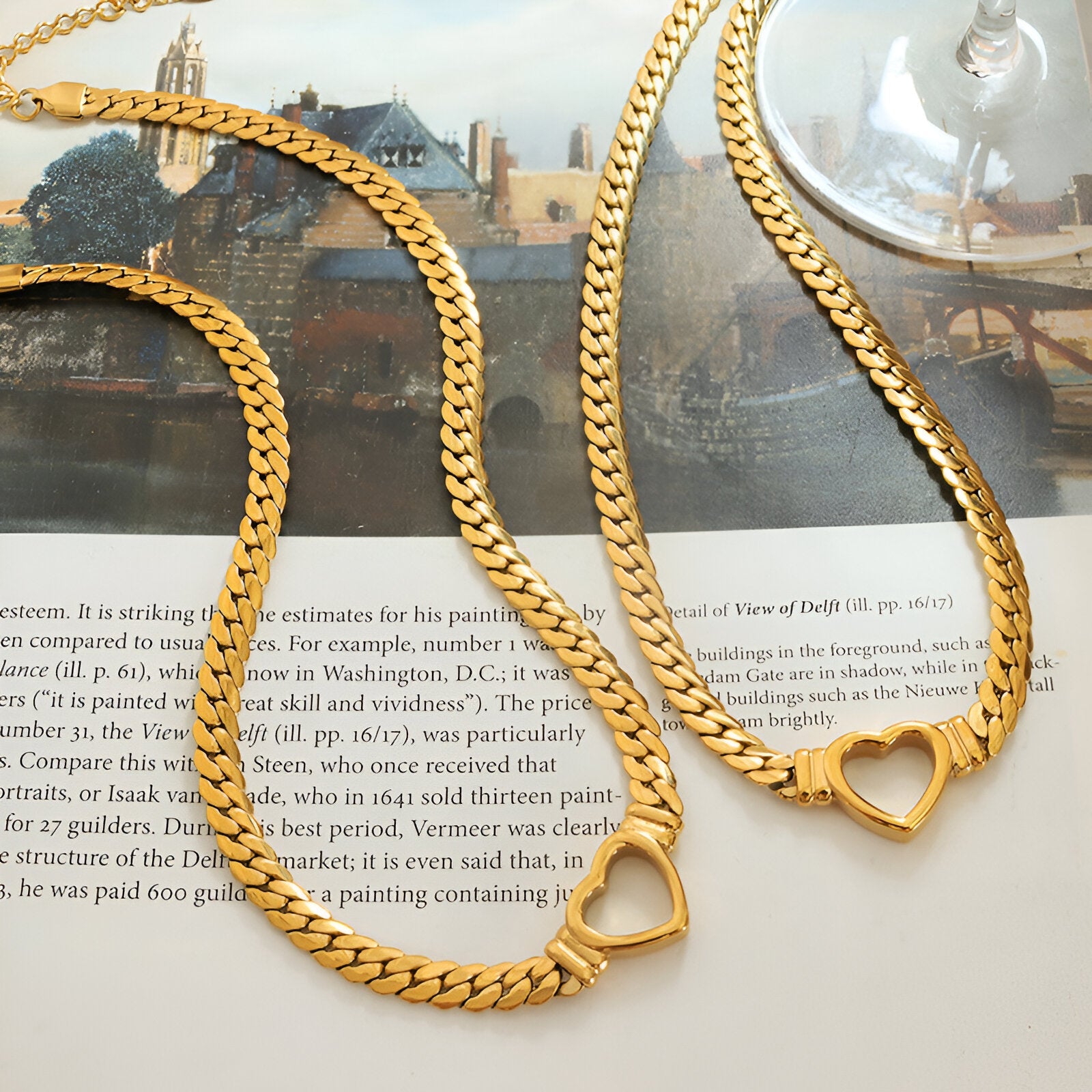 Collier court en acier doré ou argenté, maille épaisse cubaine et cœur central, bijou tendance pour femme, modèle Coline