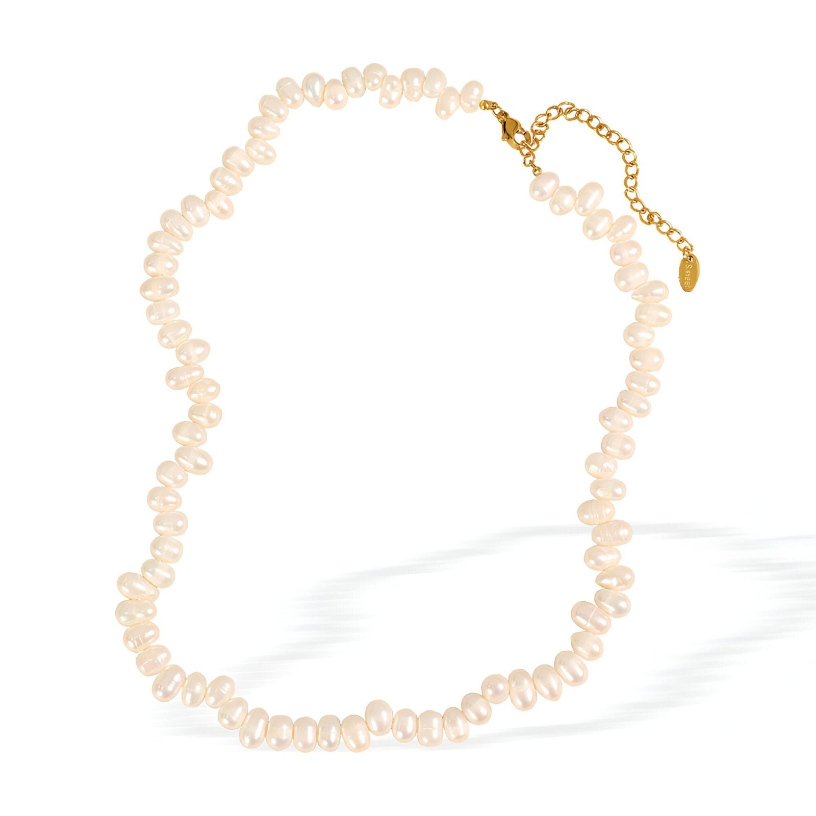 Collier court en perles d’eau douce, fermoir doré, bijou vintage pour femme, modèle Nahara