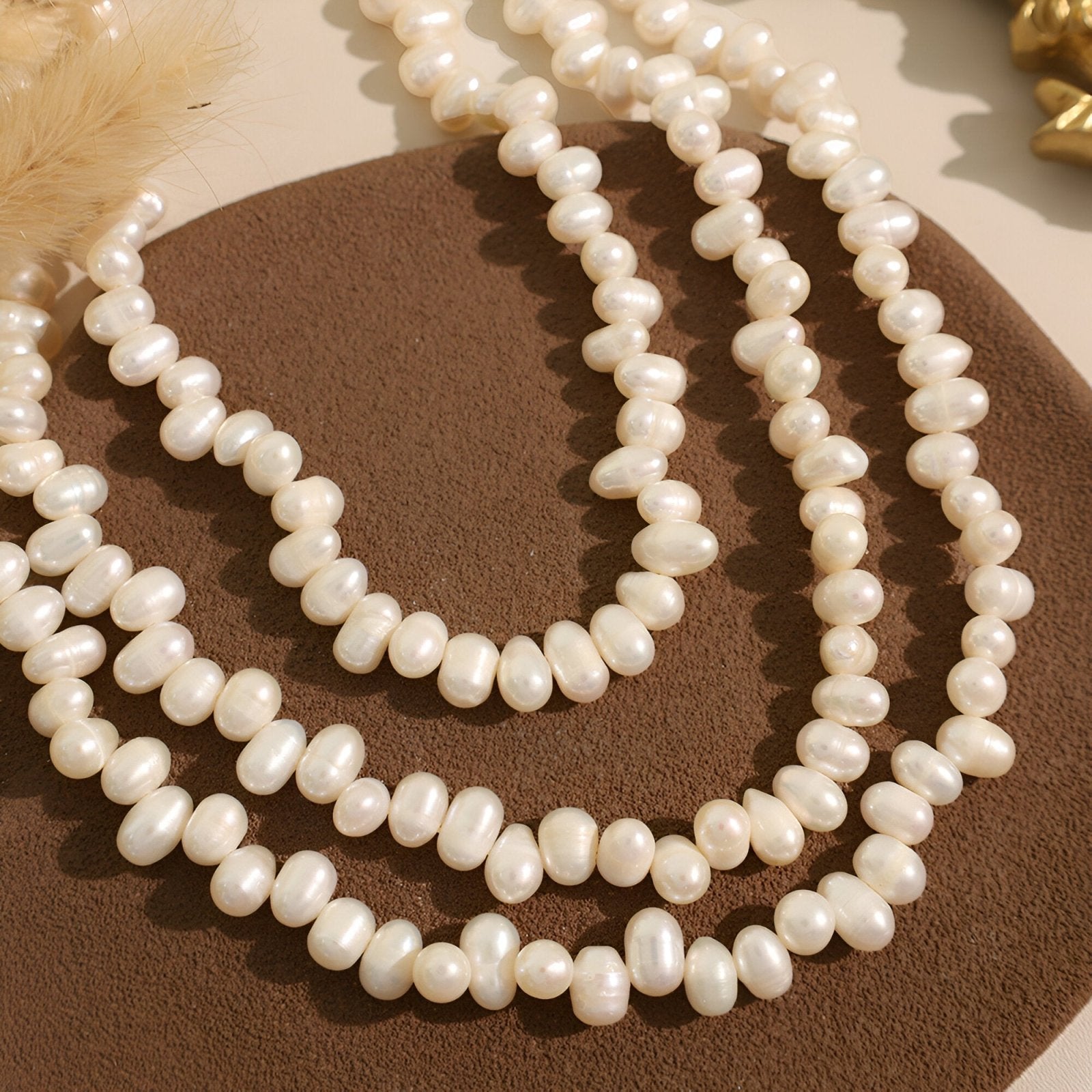 Collier court en perles d’eau douce, fermoir doré, bijou vintage pour femme, modèle Nahara