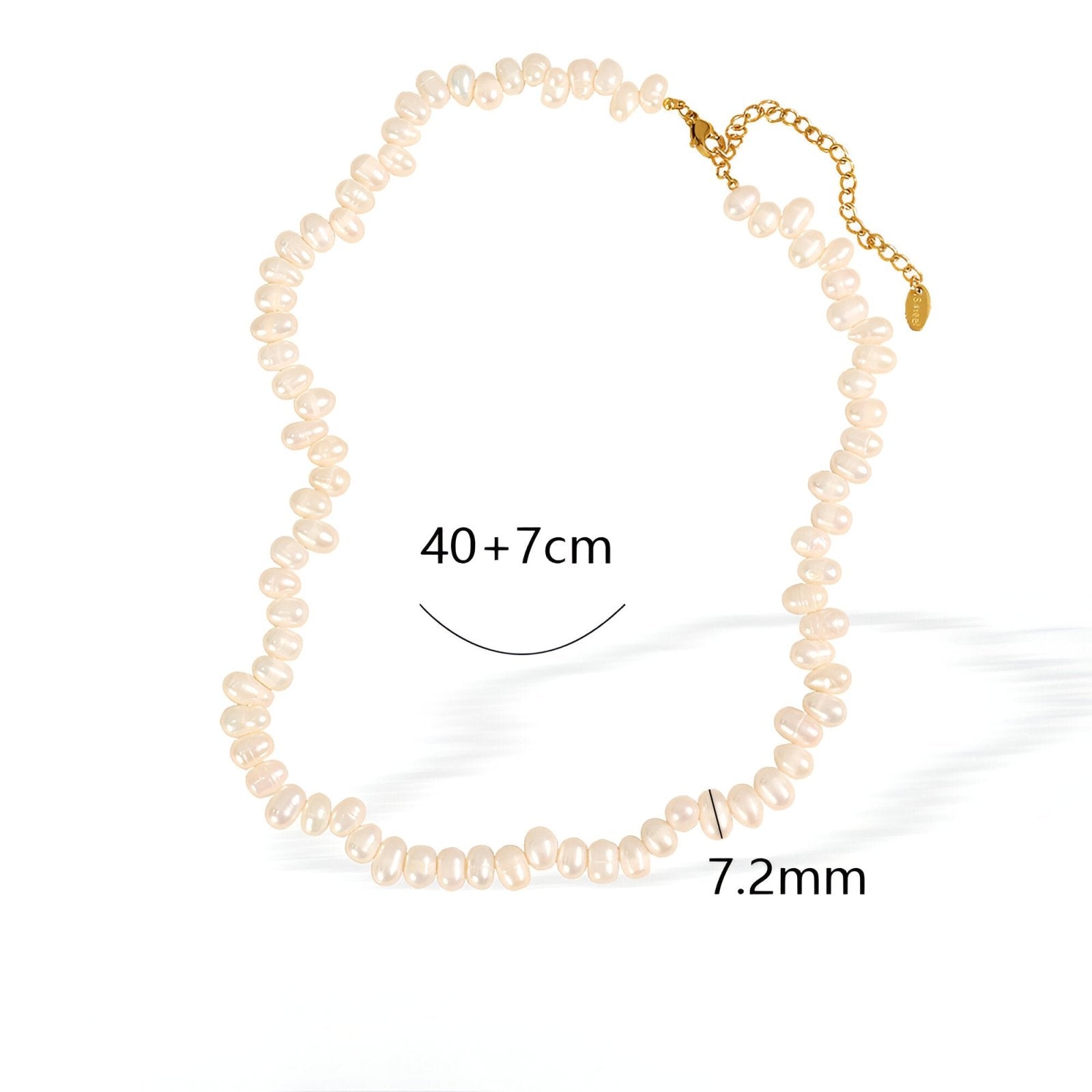 Collier court en perles d’eau douce, fermoir doré, bijou vintage pour femme, modèle Nahara