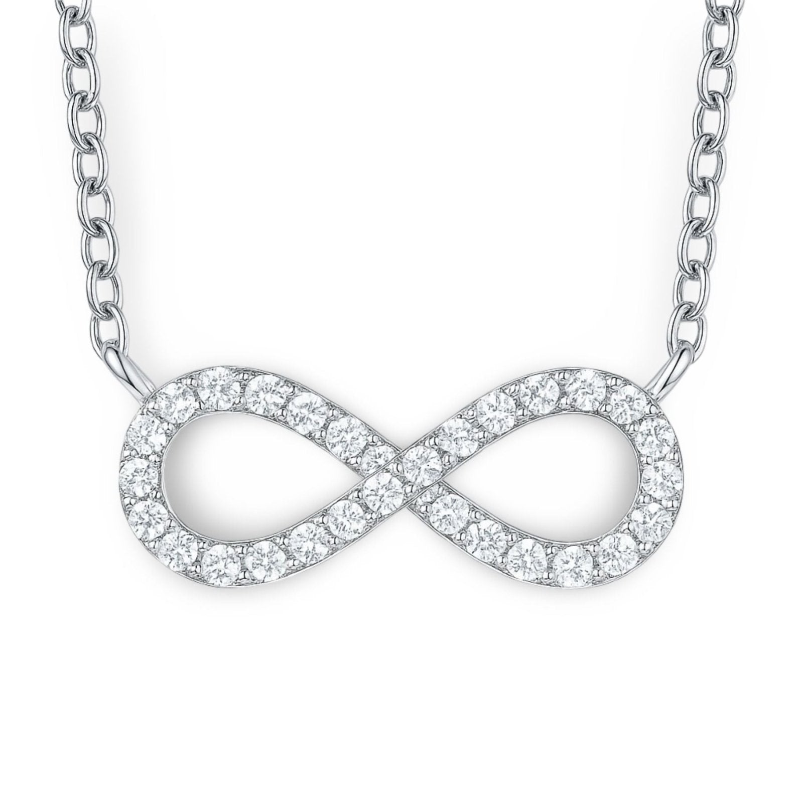 Collier court infini, maille forçat en inox, serti de pierres brillantes, modèle Sigrid