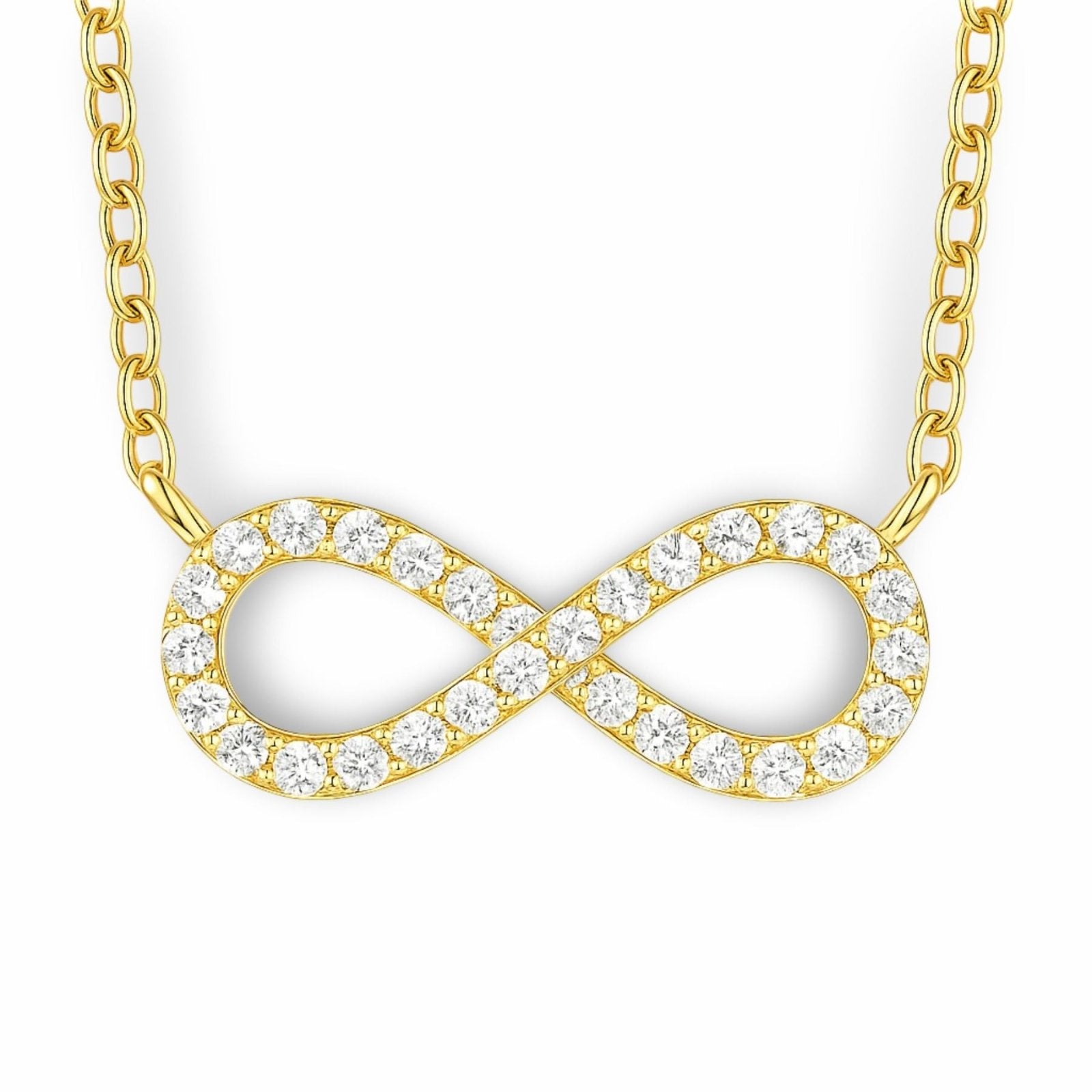 Collier court infini, maille forçat en inox, serti de pierres brillantes, modèle Sigrid